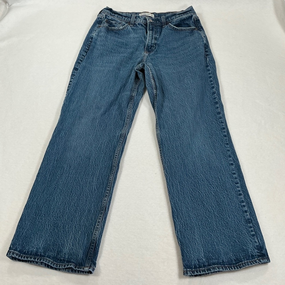 Abercrombie & Fitch Curve Love Baggy Low Rise Jeans 27 Short Blue Wash